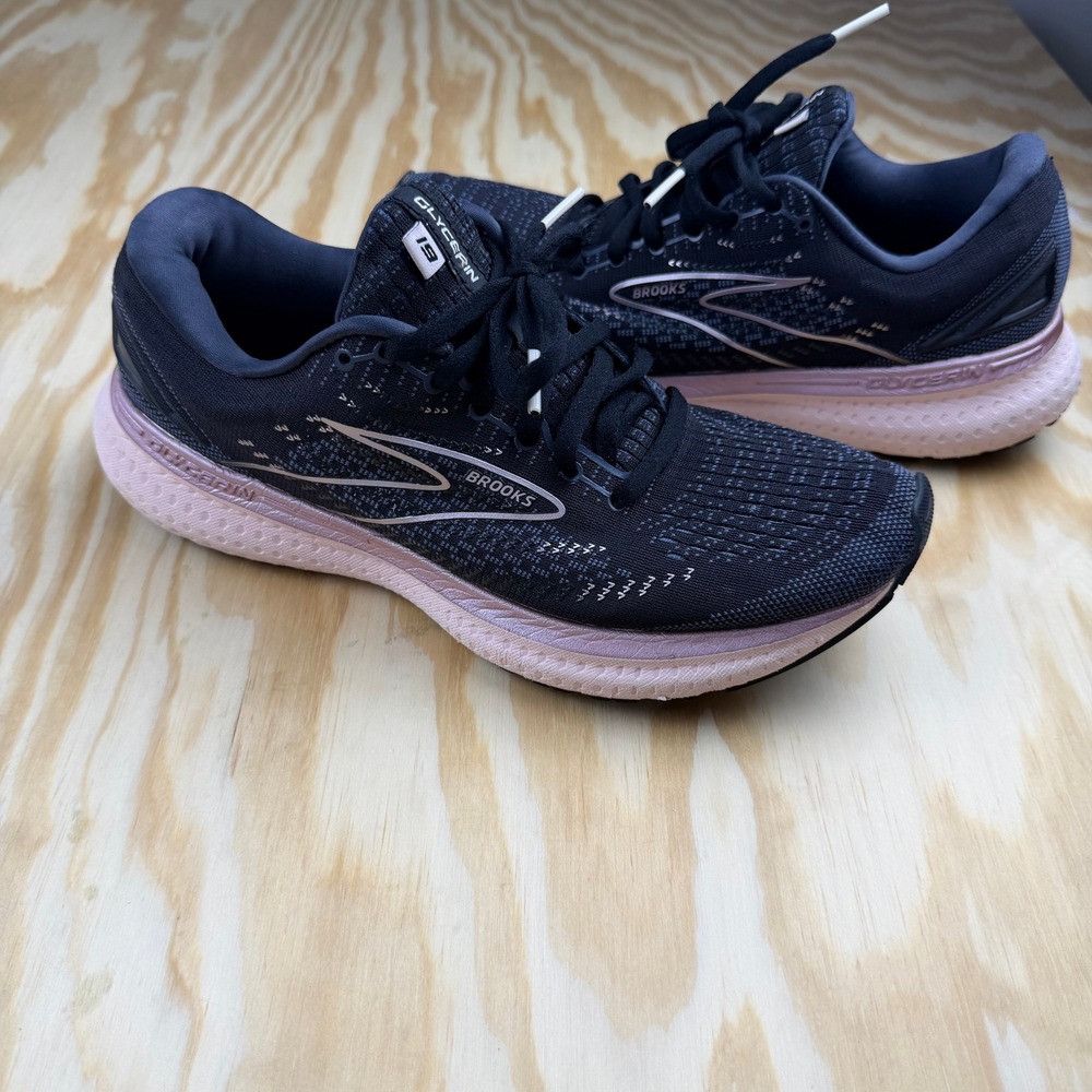 Brooks Glycerin 19 Womens 9 Running Shoes Black Metallic Rose Gold
